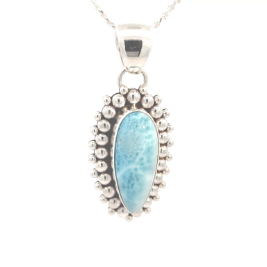 Artie Yellowhorse Jewelry Genuine Larimar Sterling Silver Navajo Pendant