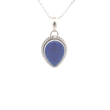 Artie Yellowhorse Genuine Blue Lapis Sterling Silver Navajo Pendant
