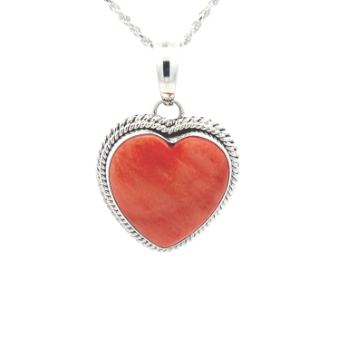 Artie Yellowhorse Jewelry Genuine Spiny Oyster Shell Sterling Silver Pendant