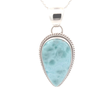 Artie Yellowhorse Jewelry Genuine Larimar Sterling Silver Native American Pendant