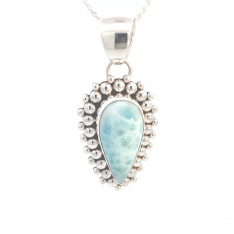 Artie Yellowhorse Jewelry Genuine Larimar Sterling Silver Pendant