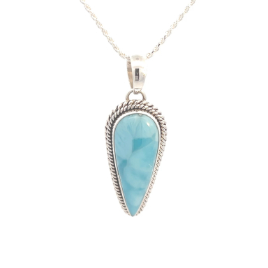 Artie Yellowhorse Native American Jewelry Genuine Larimar Sterling Silver Pendant