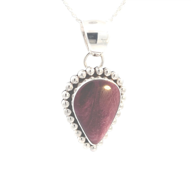 Artie Yellowhorse Genuine Spiny Oyster Shell Sterling Silver Navajo Pendant