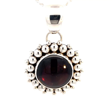 Artie Yellowhorse Jewelry Genuine Red Garnet Sterling Silver Rising Sun Pendant