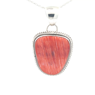 Artie Yellowhorse Jewelry Genuine Spiny Oyster Shell Sterling Silver Navajo Pendant