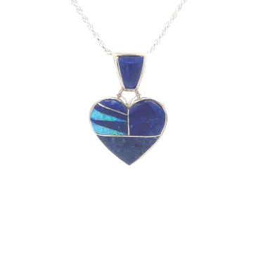 Calvin Begay Genuine Blue Lapis Sterling Silver Heart Pendant