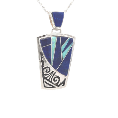Calvin Begay Genuine Blue Lapis Sterling Silver Pendant