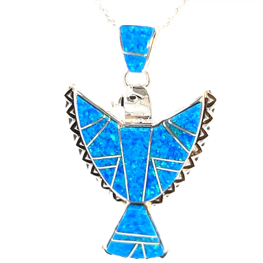 Navajo Artist Calvin Begay Sterling Silver Thunderbird Pendant