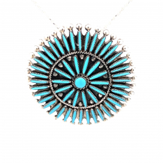 Zuni Indain Jewelry Genuine Sleeping Beauty Turquoise Sterling Silver Brooch/Pendant