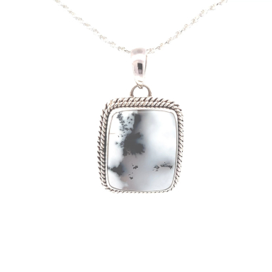 Artie Yellowhorse Jewelry Genuine Dendrite Opal Sterling Silver Native American Pendant