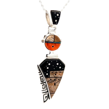 Calvin Begay Starry Night in the Pueblo Sterling Silver Kachina Pendant