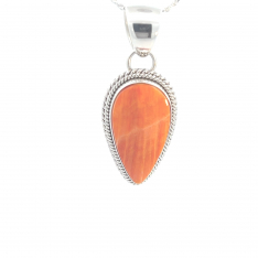 Artie Yellowhorse Genuine Spiny Oyster Shell Sterling Silver Pendant