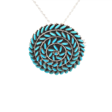Zuni Indian Jewelry Genuine Sleeping Beauty Turquoise Sterling Silver Pin/Pendant