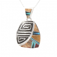 Calvin Begay Jewelry Sterling Silver Man in the Maze Pendant