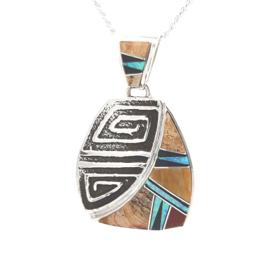 Calvin Begay Jewelry Sterling Silver Man in the Maze Pendant