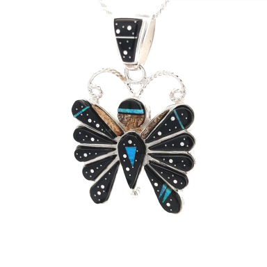 Calvin Begay Jewelry Night Sky Design Sterling Silver Butterfly Pendant