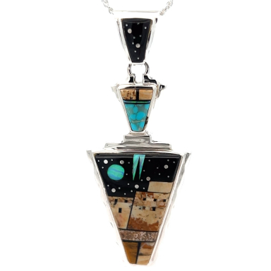 Calvin Begay New Kachina Design Sterling Silver Pendant