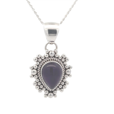 Artie Yellowhorse Jewelry Genuine Amethyst Sterling Silver Navajo Pendant