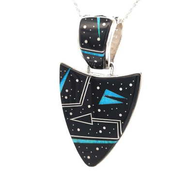 Calvin Begay Night Sky Sterling Silver Reversible Arrowhead Pendant