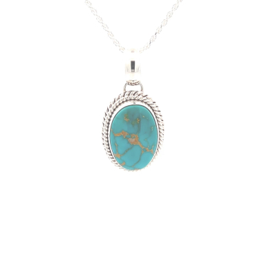 Artie Yellowhorse Genuine Royston Turquoise Sterling Silver Navajo Pendant