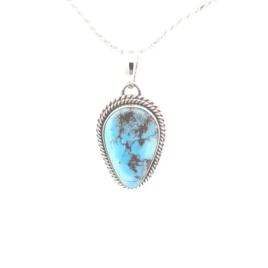 Artie Yellowhorse Jewelry Genuine Golden Hill Turquoise Sterling Silver Pendant