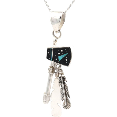Calvin Begay Jewelry Tomahawk Design Sterling Silver Reversible Pendant