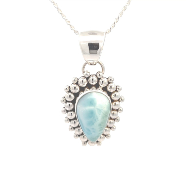 Artie Yellowhorse Genuine Larimar Sterling Silver Navajo Pendant