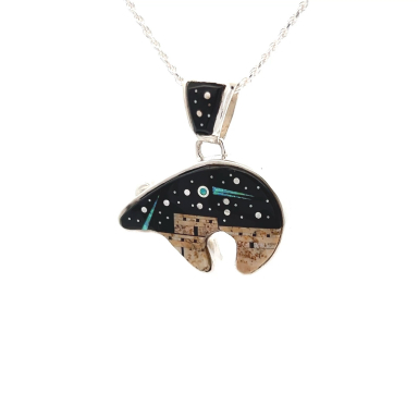 Calvin Begay Starry Night at the Pueblo Bear Pendant