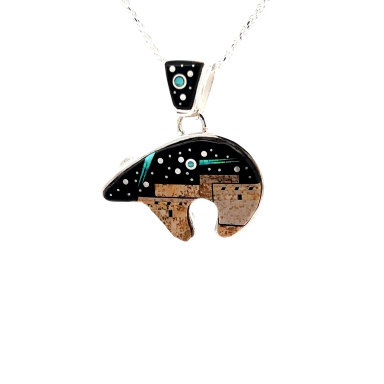 Calvin Begay Starry Night at the Pueblo Bear Pendant