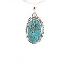 Artie Yellowhorse Jewelry High Grade Kingman Turquoise Pendant