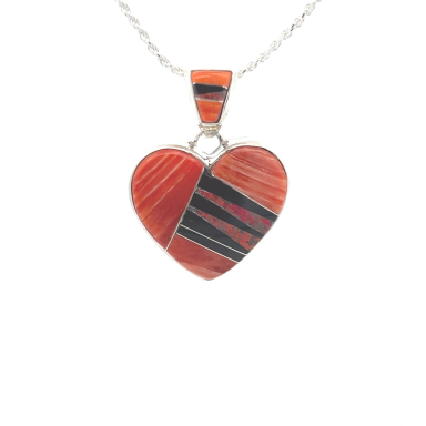 Calvin Begay Fire Spiny Oyster Shell Heart Pendant