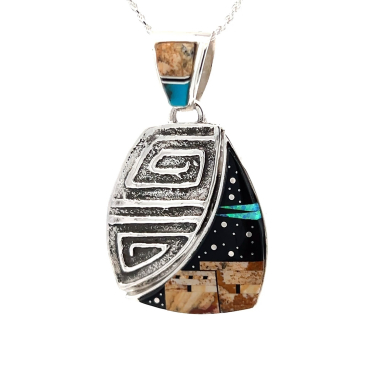 Calvin Begay Starry Night Sterling Silver Man in the Maze Pendant