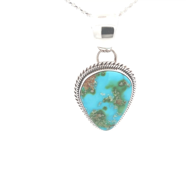 Artie Yellowhorse Genuine Sonoran Gold Turquoise Sterling Silver Pendant