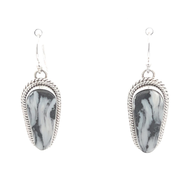 Native American Jewelry White Buffalo Turquoise Sterling Silver Earrings