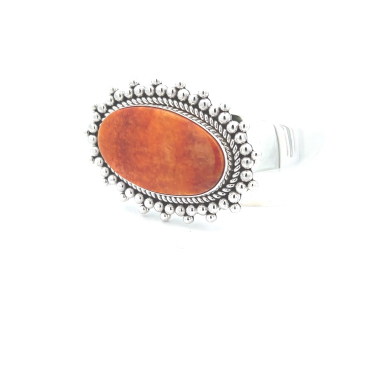 Artie Yellowhorse Genuine Spiny Oyster Shell Sterling Silver Bracelet