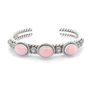 Artie Yellowhorse Jewelry Genuine Pink Conch Sterling Silver Navajo Bracelet
