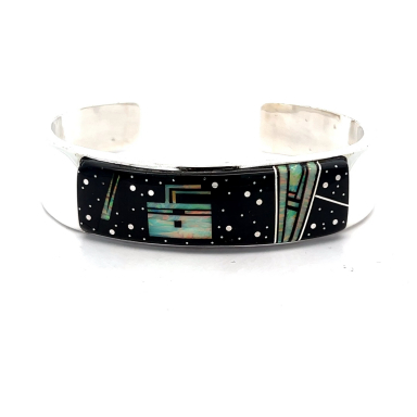 Navajo Artist Calvin Begay Night Sky Sterling Silver Bracelet