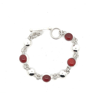 Artie Yellowhorse Jewelry Genuine Carnelian Sterling Silver Navajo Bracelet