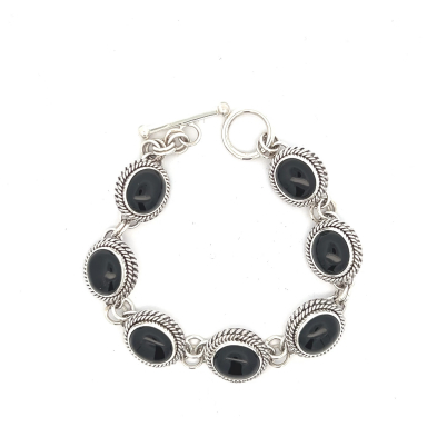 Artie Yellowhorse Jewelry Genuine Black Onyx Sterling Silver Bracelet