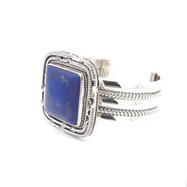 Artie Yellowhorse Sterling Silver Genuine Blue Lapis Bracelet