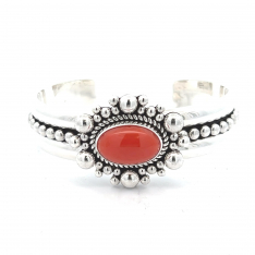 Artie Yellowhorse Jewelry Genuine Mediterranean Coral Sterling Silver Bracelet