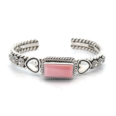 Artie Yellowhorse Jewelry Genuine Pink Conch Sterling Silver Bracelet