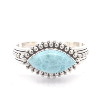 Artie Yellowhorse Jewelry Genuine  Larimar Sterling Silver Bracelet