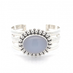 Artie Yellowhorse Jewelry Genuine Chalcedony Sterling Silver Native American Bracelet