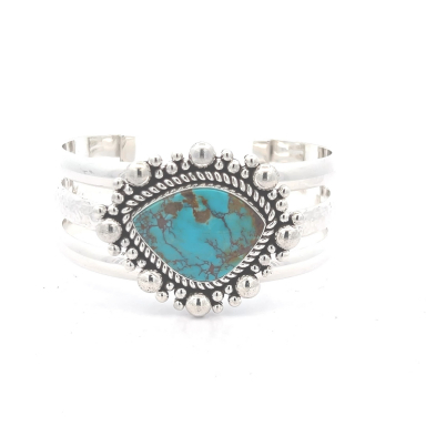 Artie Yellowhorse Jewelry Genuine Kingman Turquoise Sterling Silver Bracelet