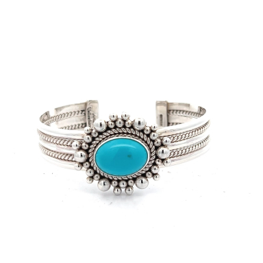 Artie Yellowhorse Jewelry Genuine Sleeping Beauty Turquoise Sterling Silver Bracelet