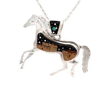 Navajo Artist Calvin Begay Starry Night at the Pueblo Horse Pendant