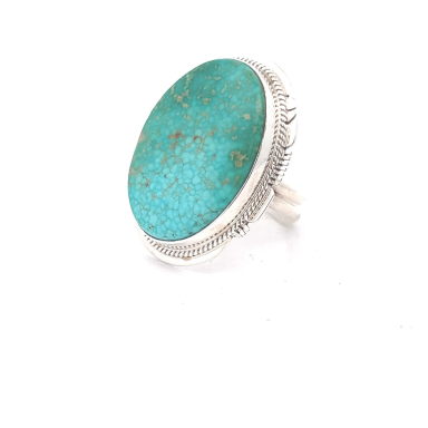 Genuine Kingman Turquoise Sterling Silver Navajo Ring