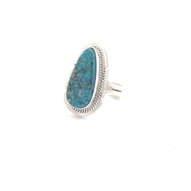 Genuine Kingman Turquoise Sterling Silver Native American Ring