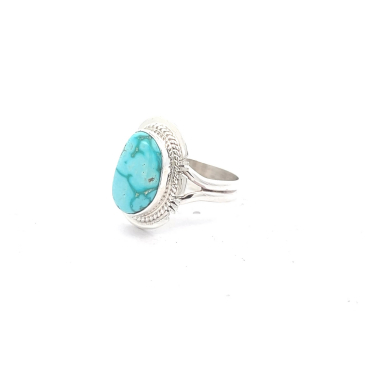 Genuine Kingman Turquoise Sterling Silver Navajo Ring